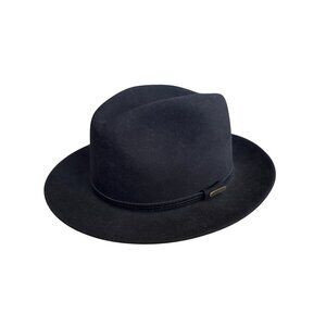 Vintage Borsalino "Glen" Black Wool Felt Fedora Hat Size XL